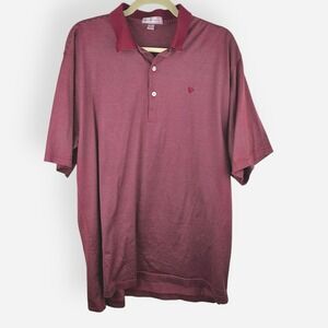 Peter Millar Stripe Polo‎ Shirt Mens Large Burgundy Red Cotton Golf Short Sleeve